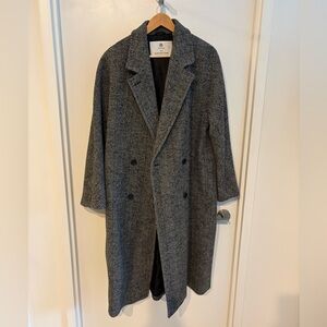 Babaton Slouch Black and White Herringbone Coat